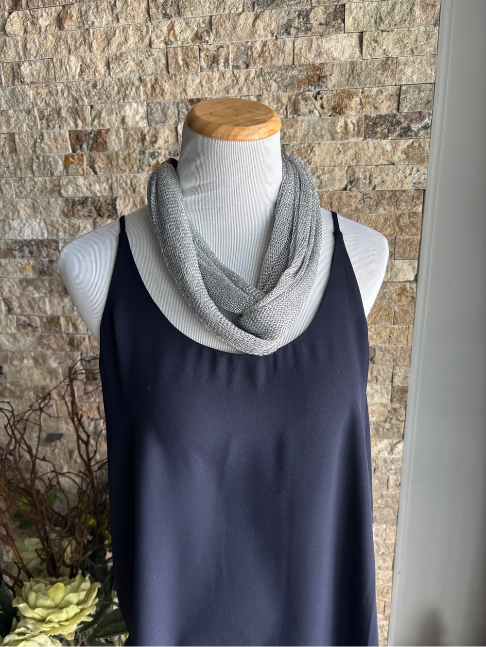 Lightweight Silver Infinity Necklace Scarf - Brand Not Specified